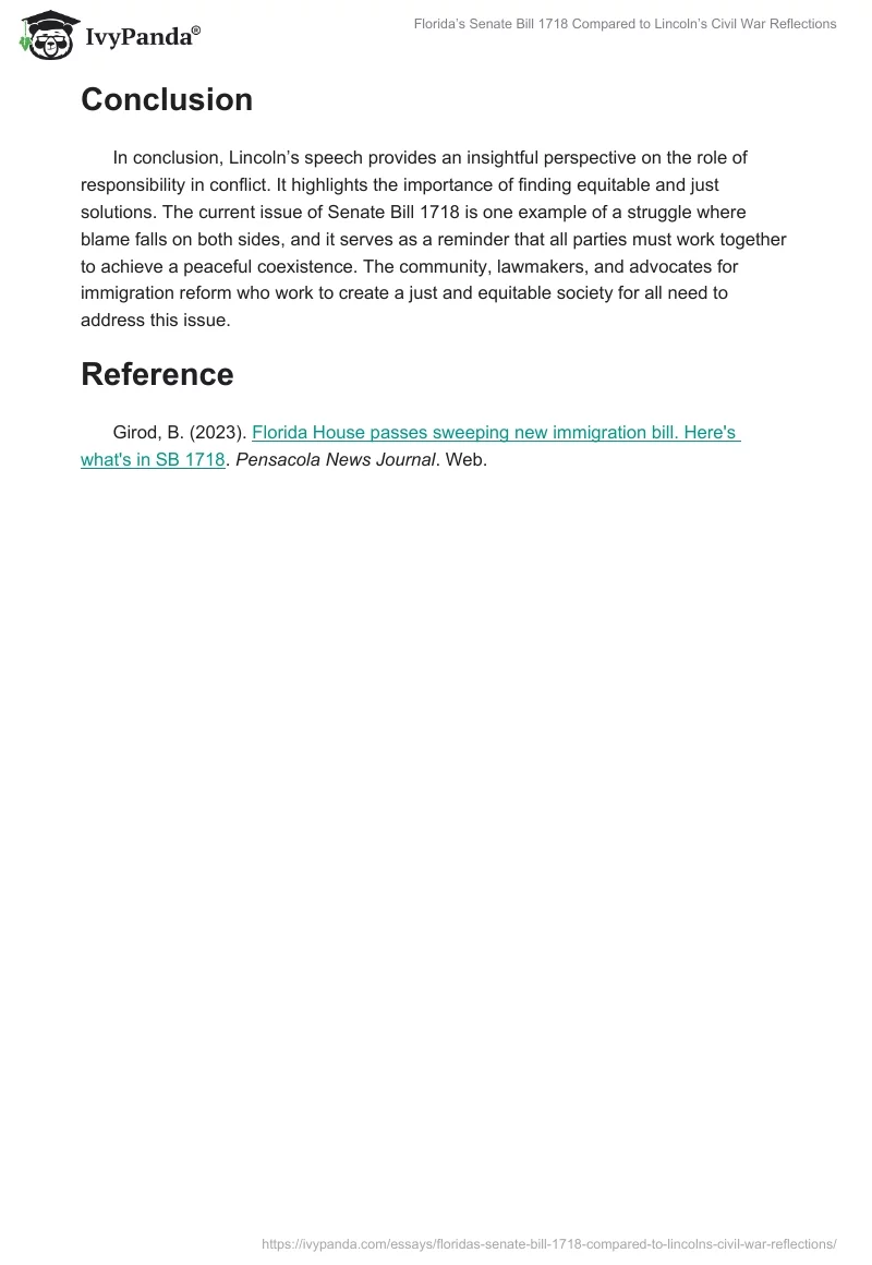 Florida’s Senate Bill 1718 Compared to Lincoln’s Civil War Reflections. Page 2