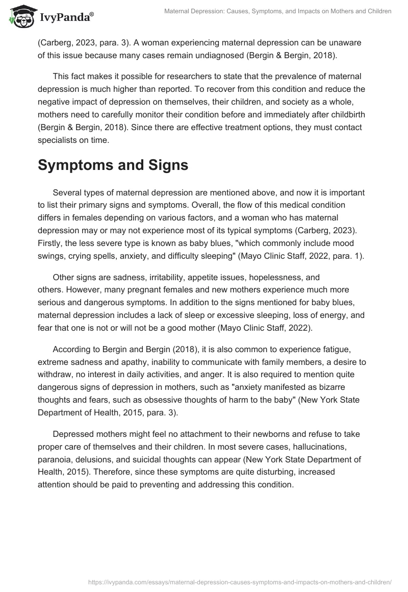 Maternal Depression: Causes, Symptoms, and Impacts on Mothers and Children. Page 2