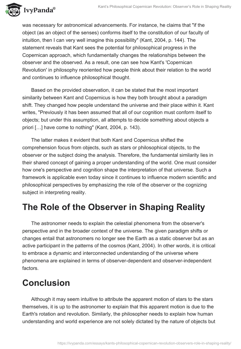 Kant’s Philosophical Copernican Revolution: Observer’s Role in Shaping Reality. Page 2