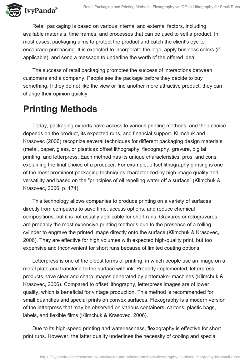 Retail Packaging and Printing Methods: Flexography vs. Offset Lithography for Small Runs. Page 2