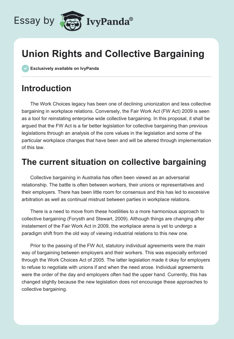 Union Rights and Collective Bargaining. Page 1