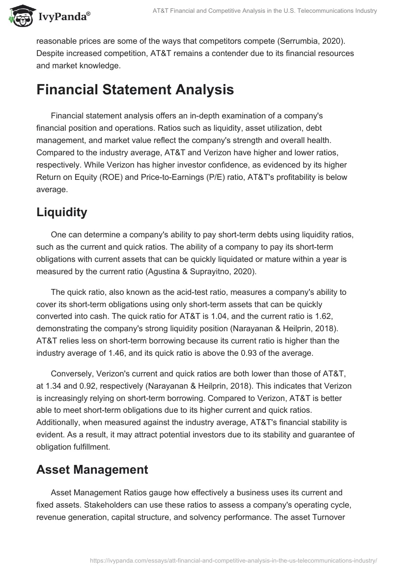 AT&T Financial and Competitive Analysis in the U.S. Telecommunications Industry. Page 2