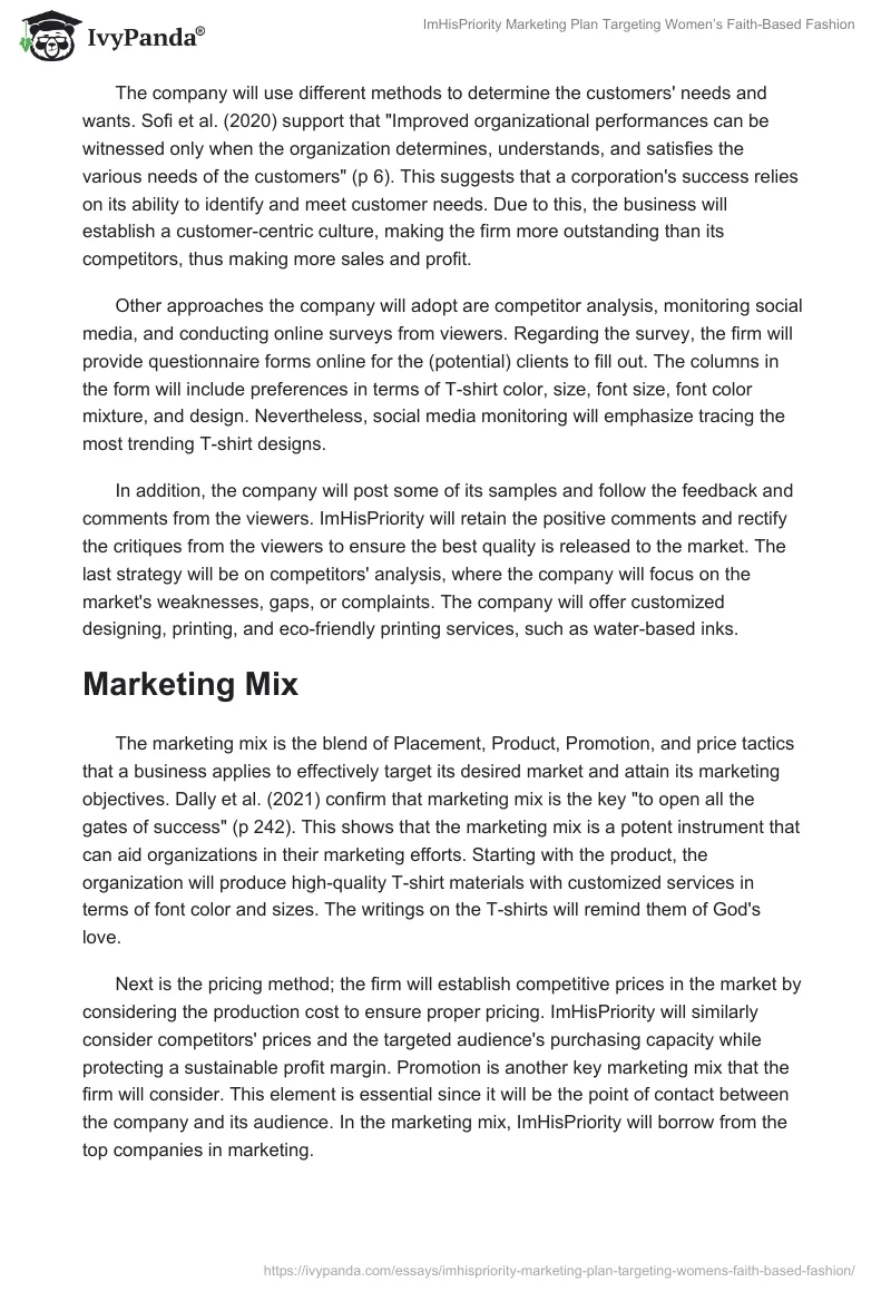 ImHisPriority Marketing Plan Targeting Women’s Faith-Based Fashion. Page 2