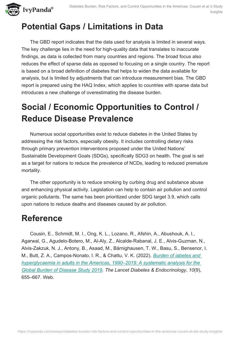 Diabetes Burden, Risk Factors, and Control Opportunities in the Americas: Cousin et al.'s Study Insights. Page 2
