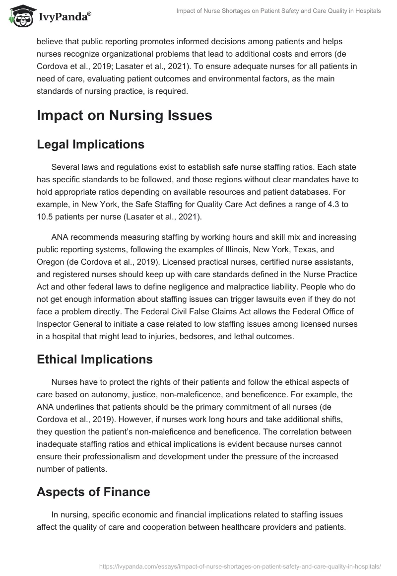 Impact of Nurse Shortages on Patient Safety and Care Quality in Hospitals. Page 2