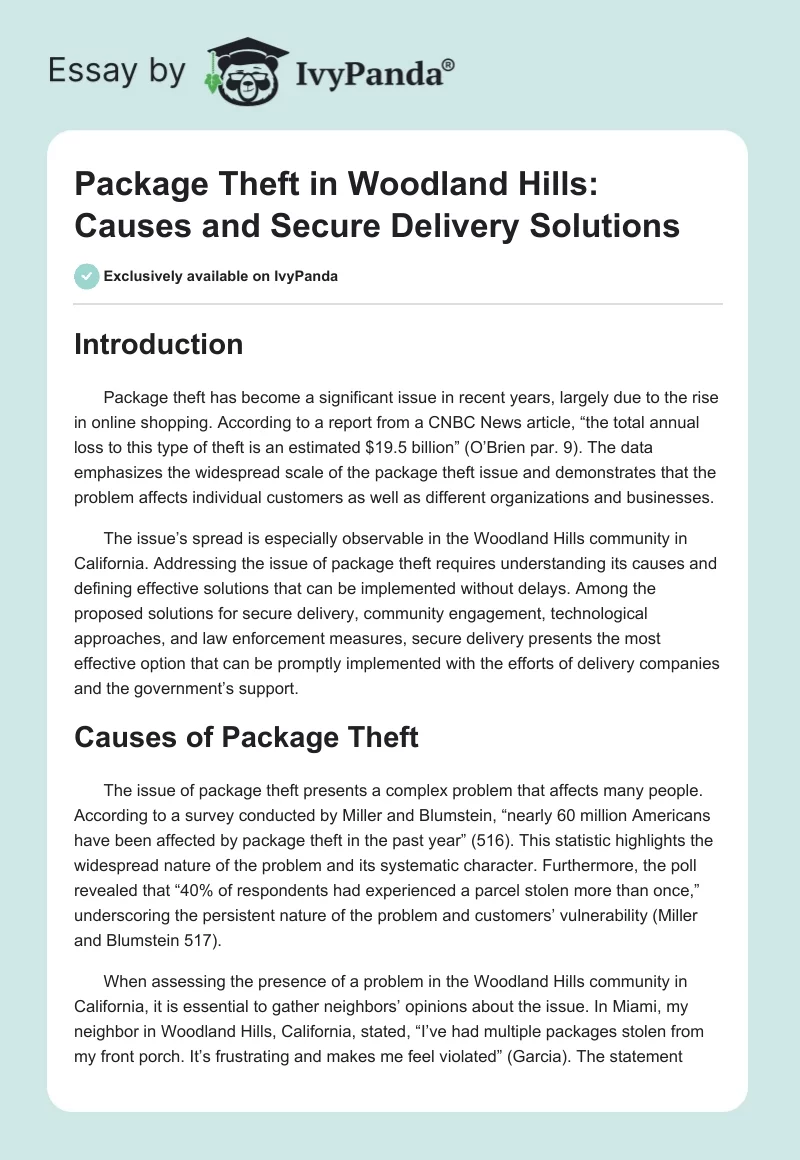 Package Theft in Woodland Hills: Causes and Secure Delivery Solutions. Page 1