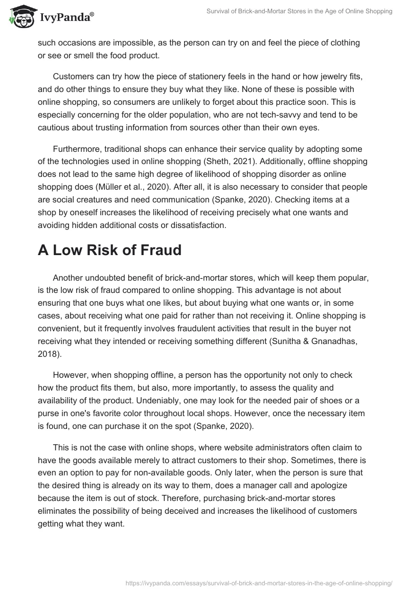 Survival of Brick-and-Mortar Stores in the Age of Online Shopping. Page 2