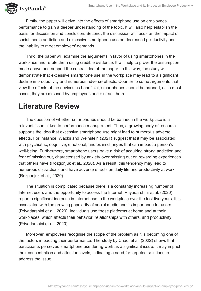 Smartphone Use in the Workplace and Its Impact on Employee Productivity. Page 2