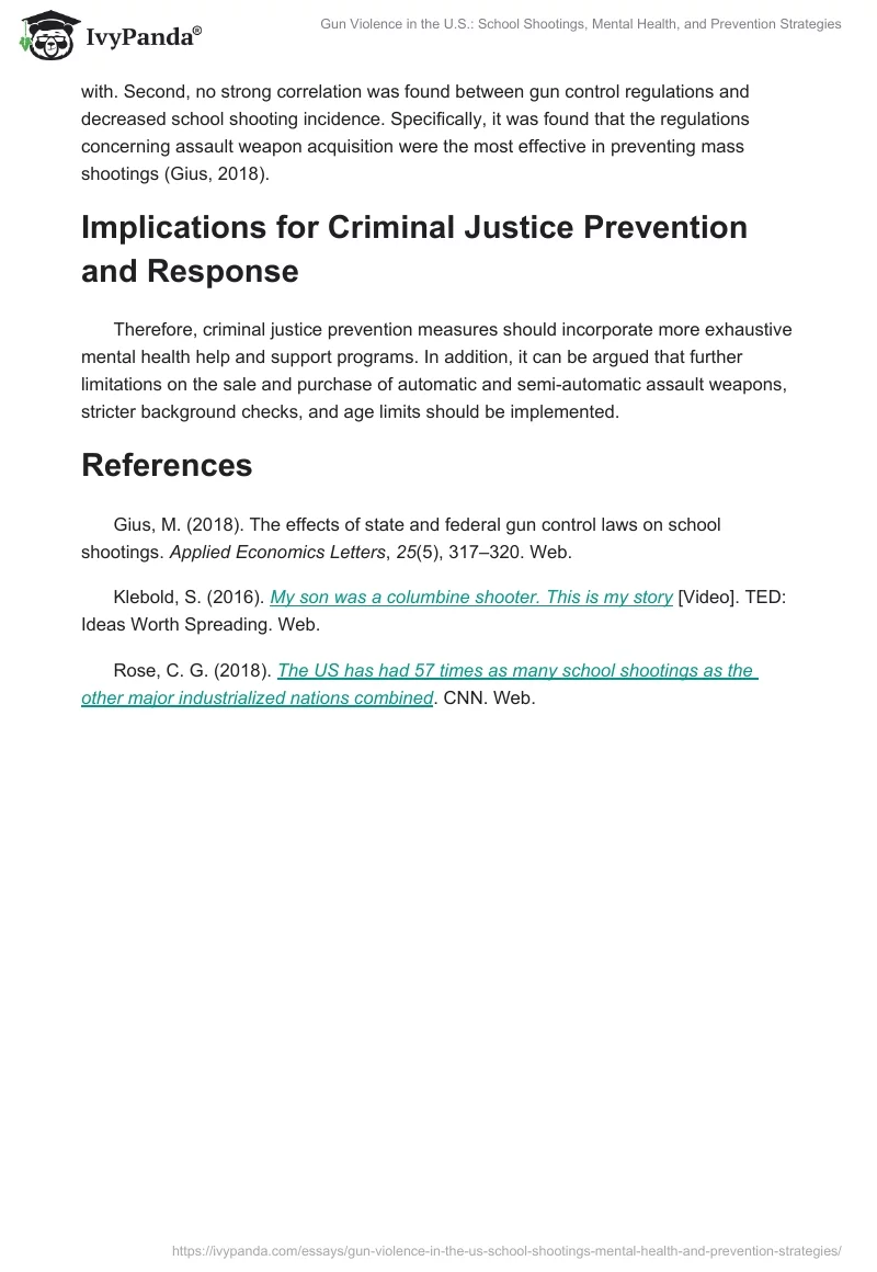 Gun Violence in the U.S.: School Shootings, Mental Health, and Prevention Strategies. Page 2