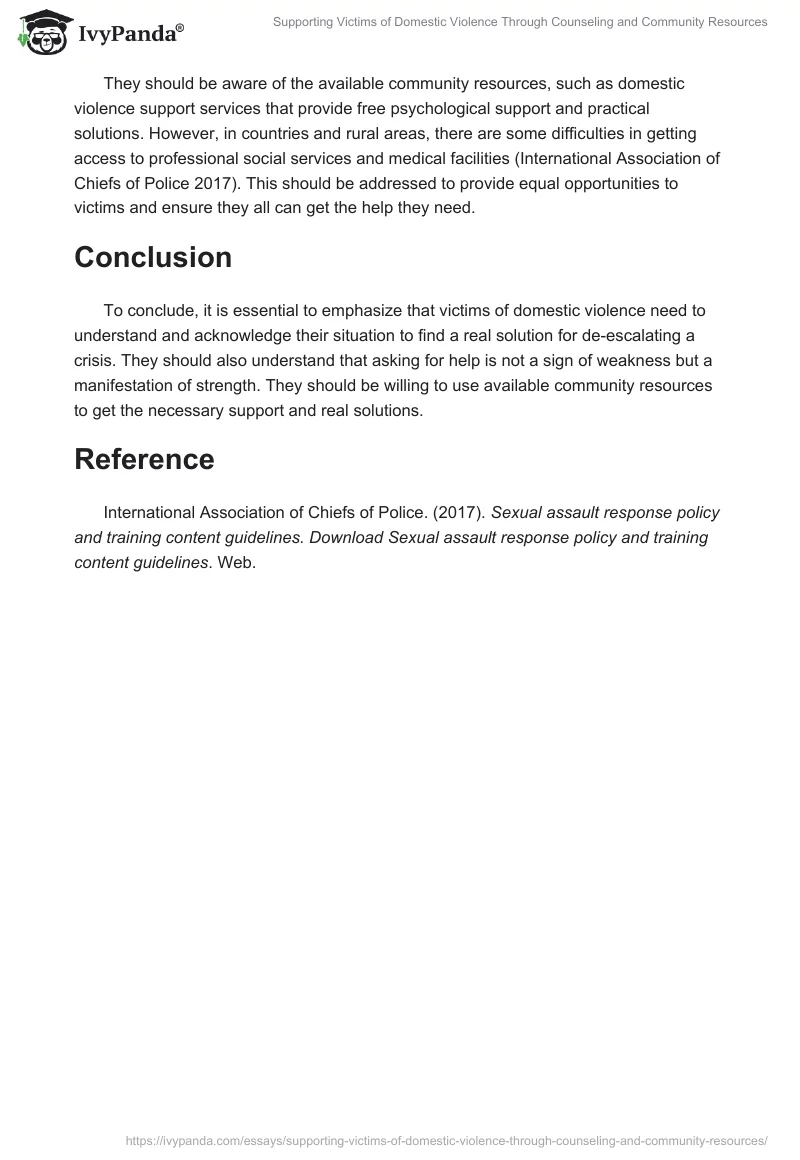 Supporting Victims of Domestic Violence Through Counseling and Community Resources. Page 2