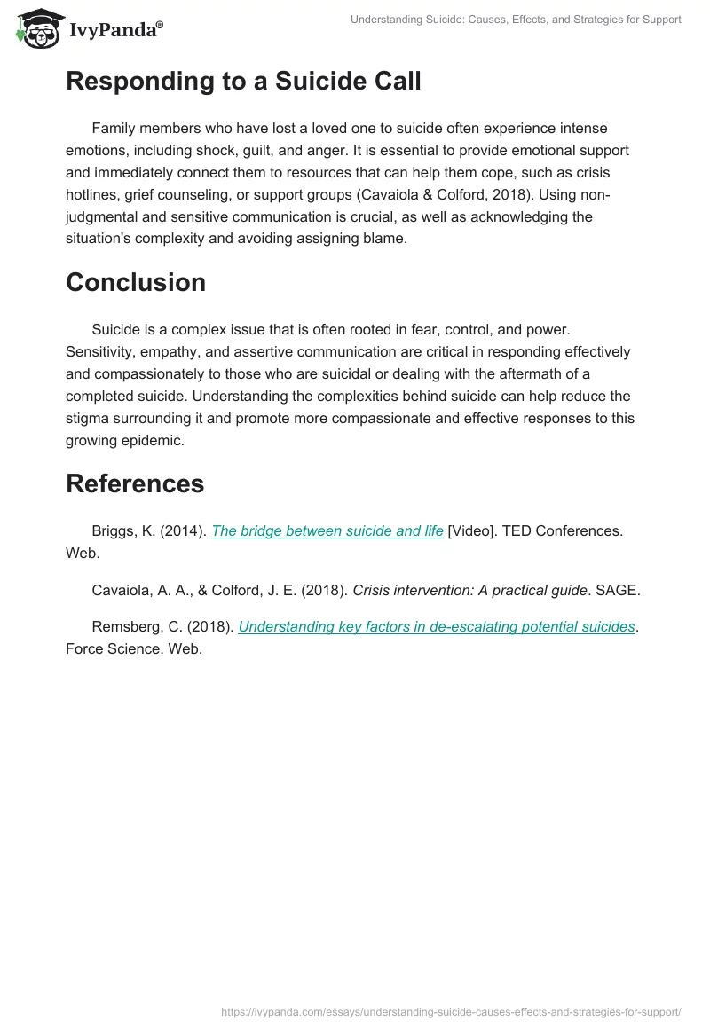 Understanding Suicide: Causes, Effects, and Strategies for Support. Page 2