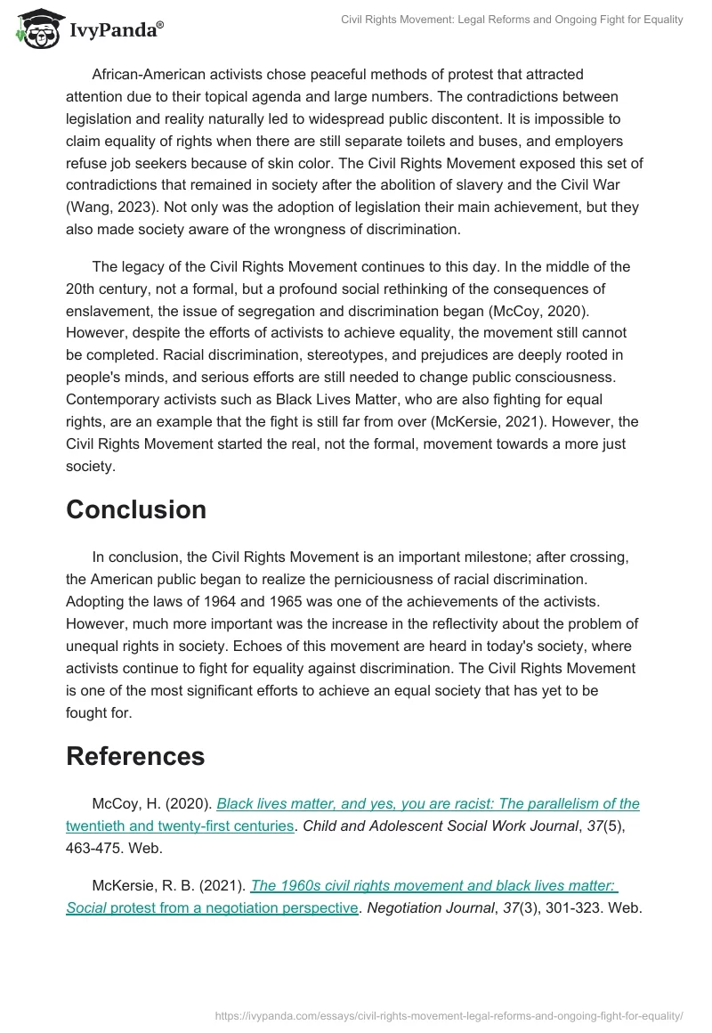 Civil Rights Movement: Legal Reforms and Ongoing Fight for Equality. Page 2