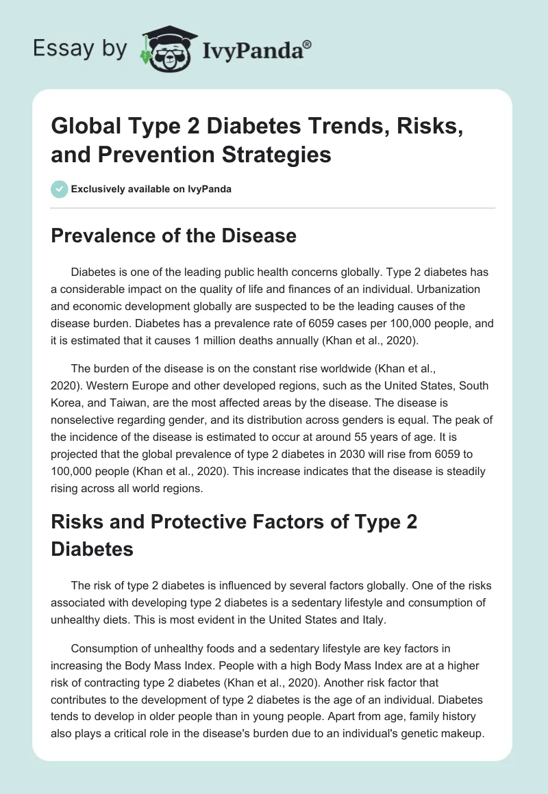 Global Type 2 Diabetes Trends, Risks, and Prevention Strategies. Page 1