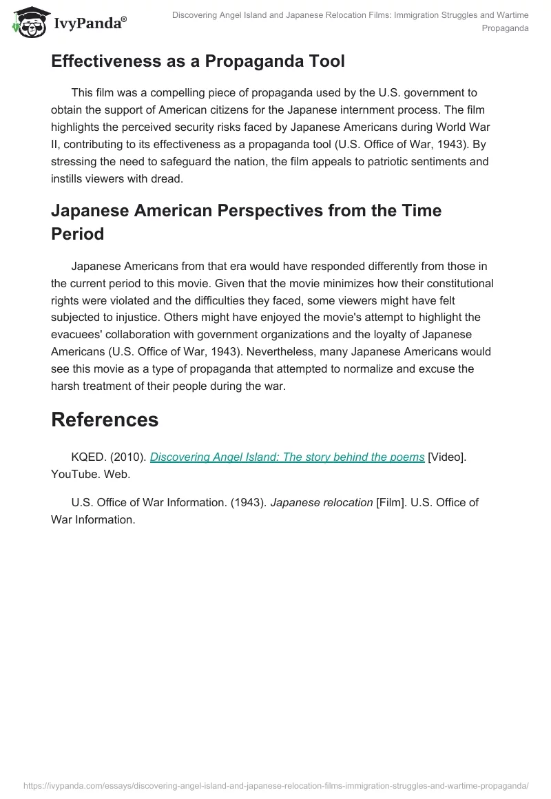 Discovering Angel Island and Japanese Relocation Films: Immigration Struggles and Wartime Propaganda. Page 2