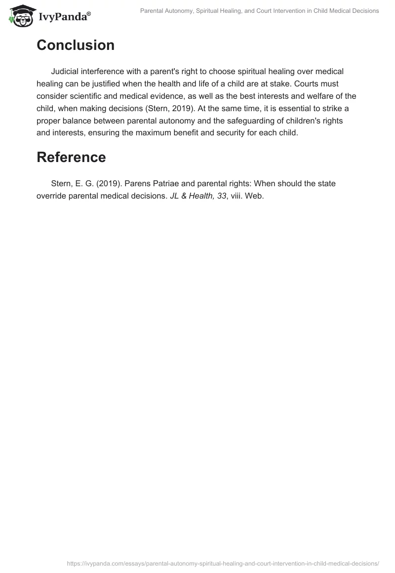 Parental Autonomy, Spiritual Healing, and Court Intervention in Child Medical Decisions. Page 2