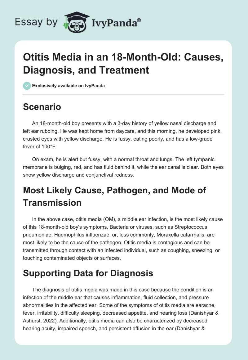 Otitis Media in an 18-Month-Old: Causes, Diagnosis, and Treatment. Page 1