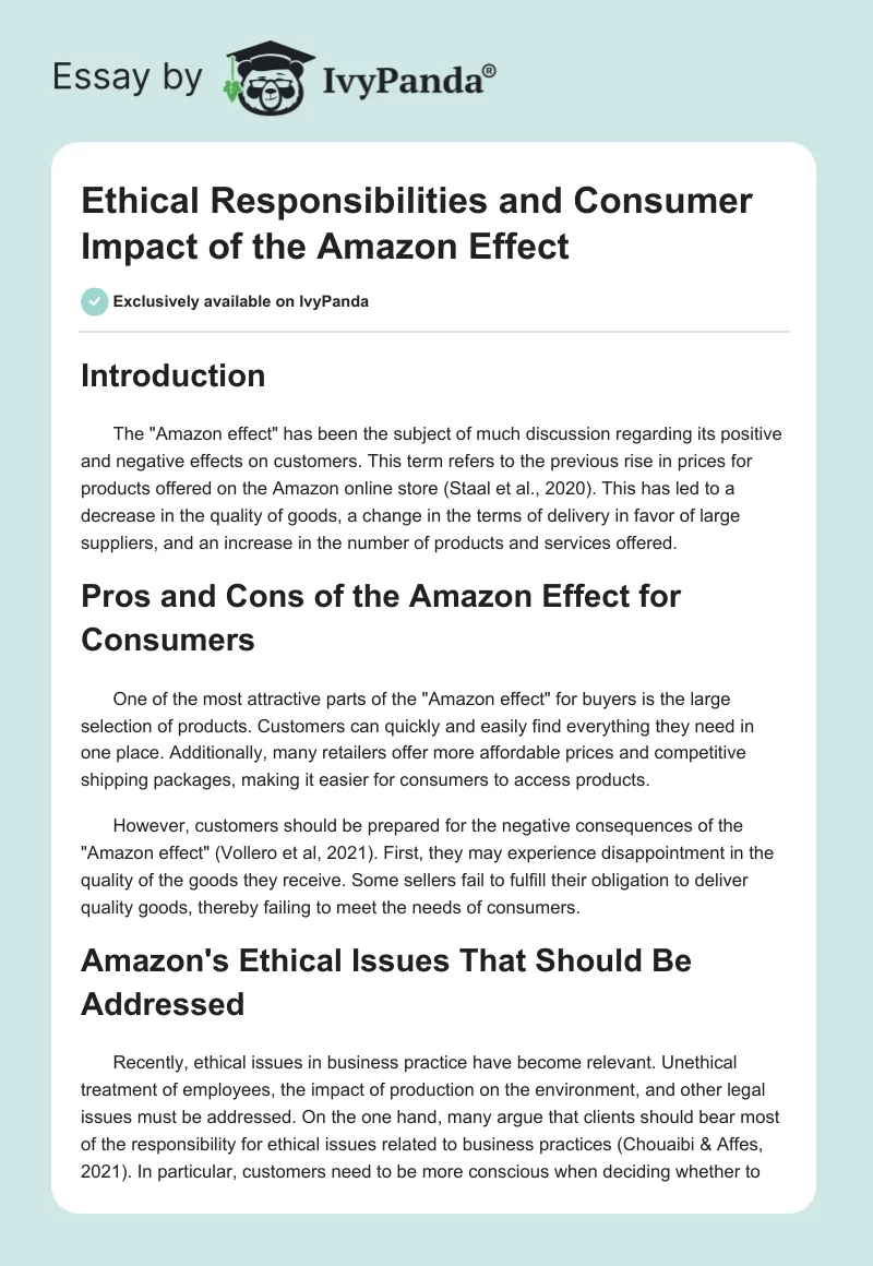Ethical Responsibilities and Consumer Impact of the Amazon Effect. Page 1