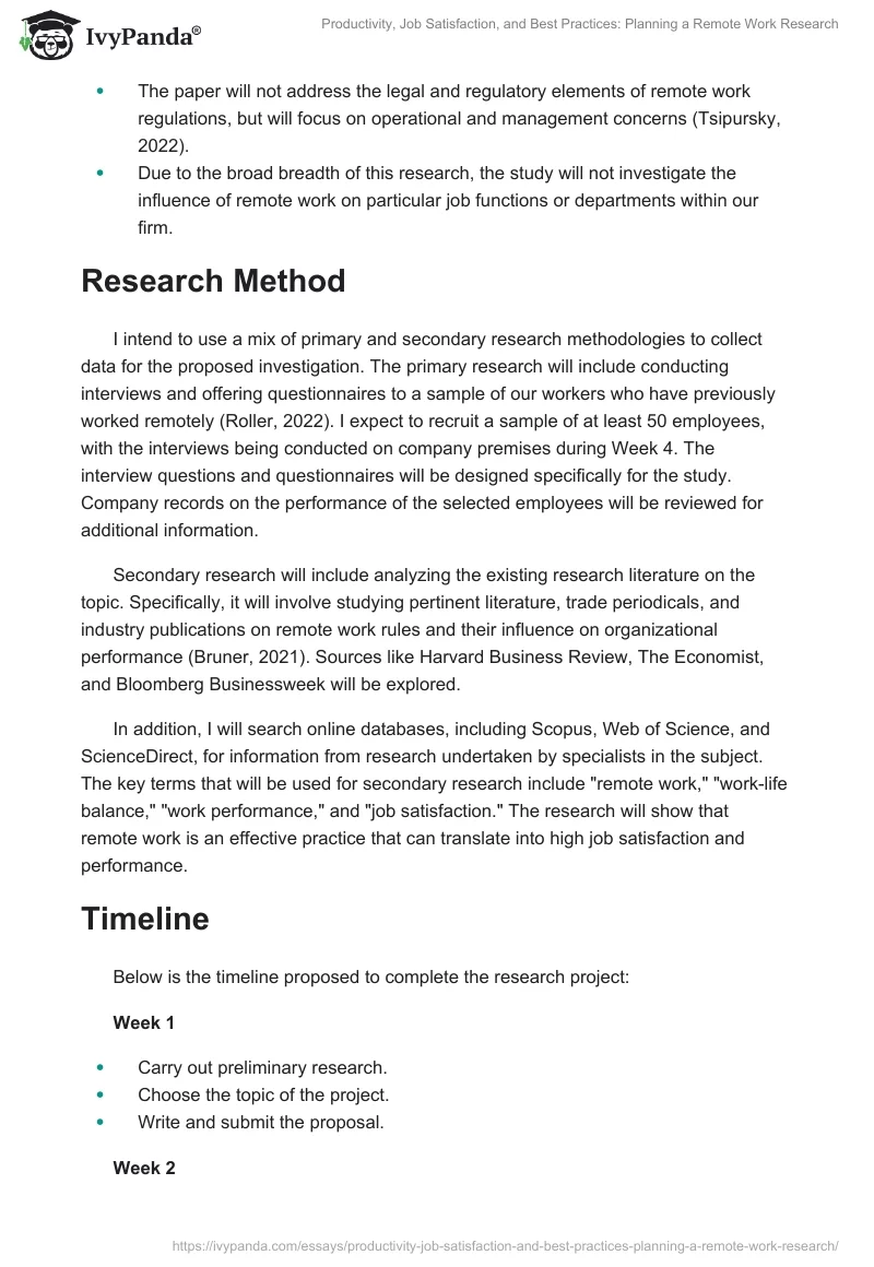 Productivity, Job Satisfaction, and Best Practices: Planning a Remote Work Research. Page 2