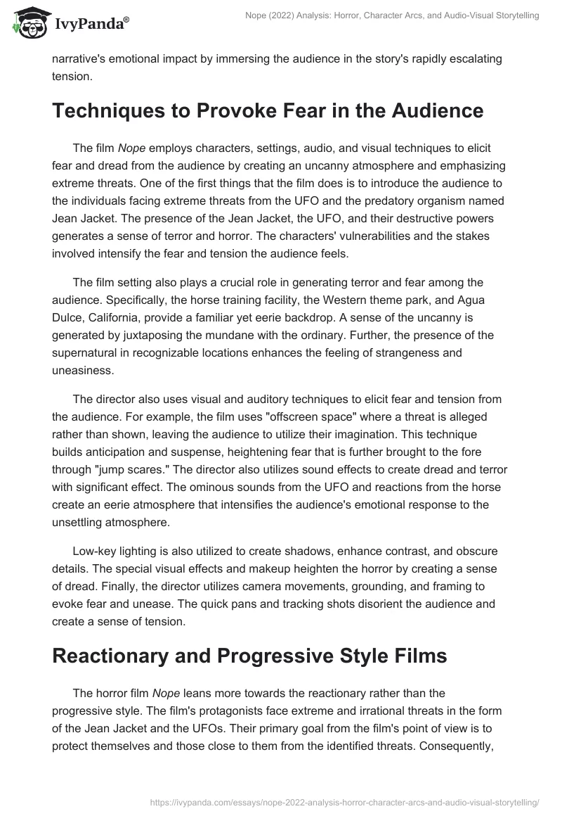 Nope (2022) Analysis: Horror, Character Arcs, and Audio-Visual Storytelling. Page 2