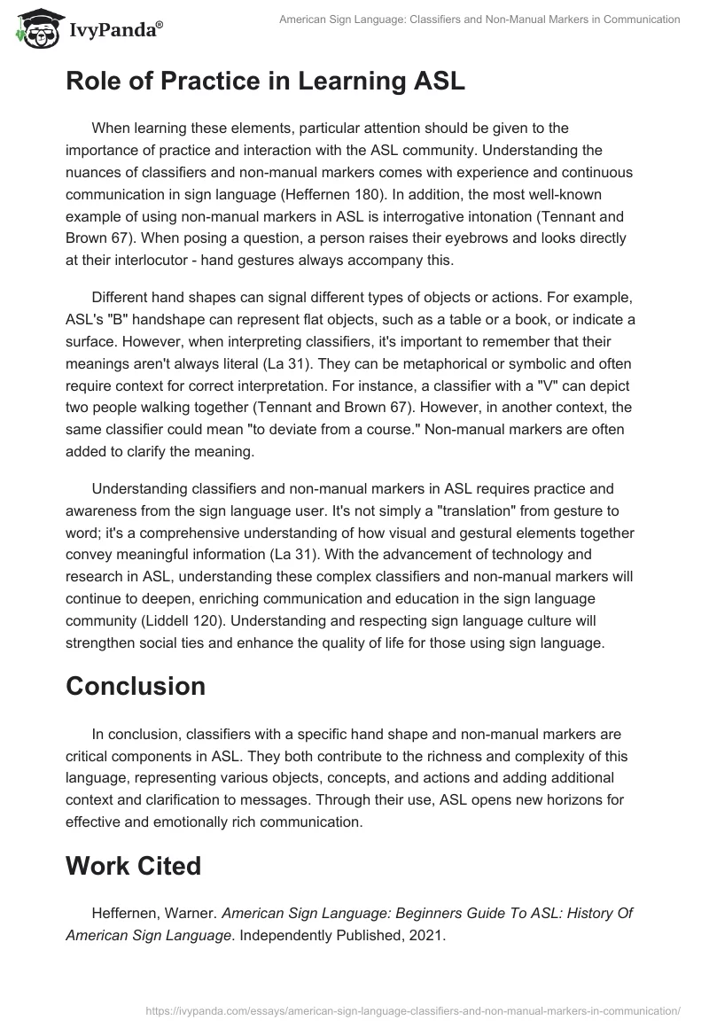 American Sign Language: Classifiers and Non-Manual Markers in Communication. Page 2