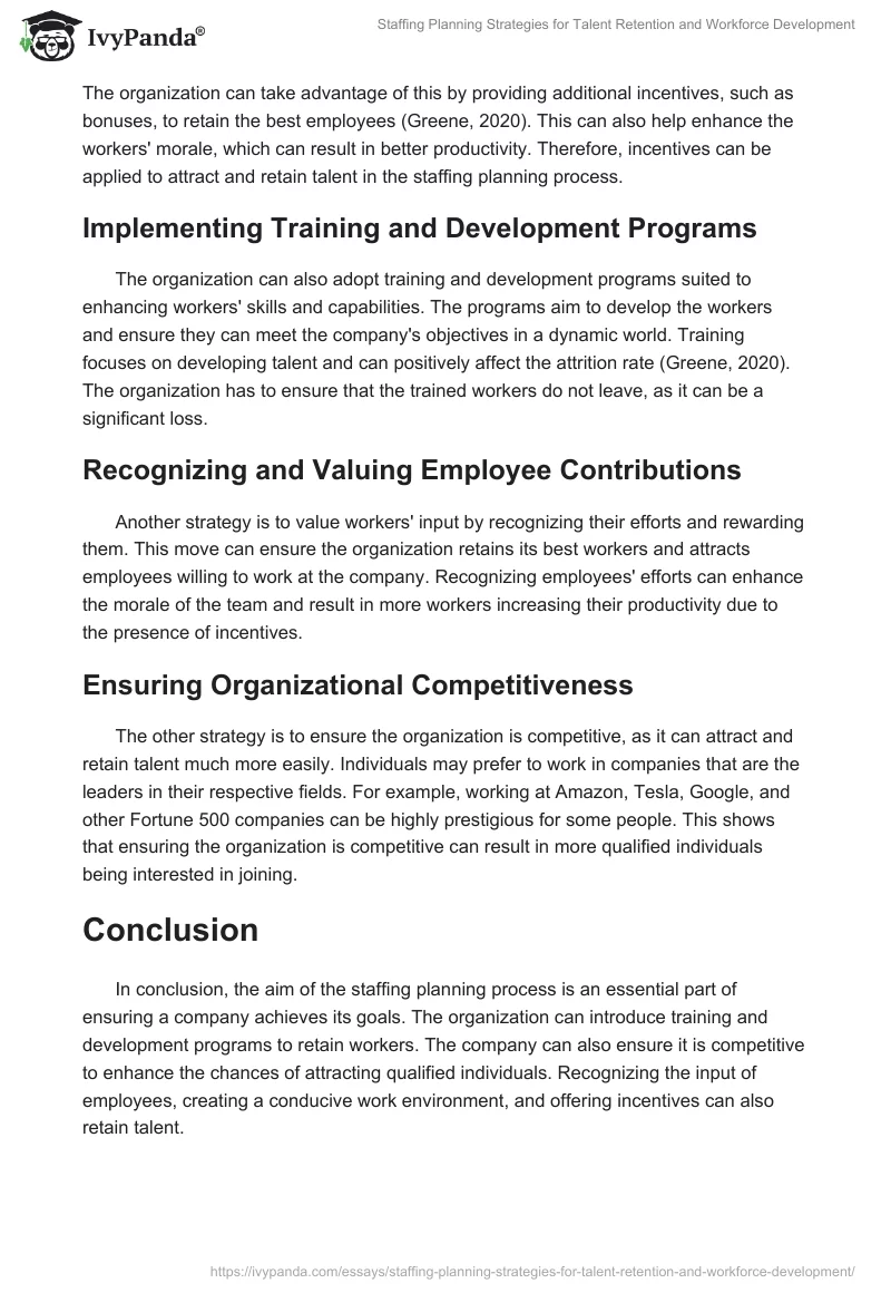 Staffing Planning Strategies for Talent Retention and Workforce Development. Page 2