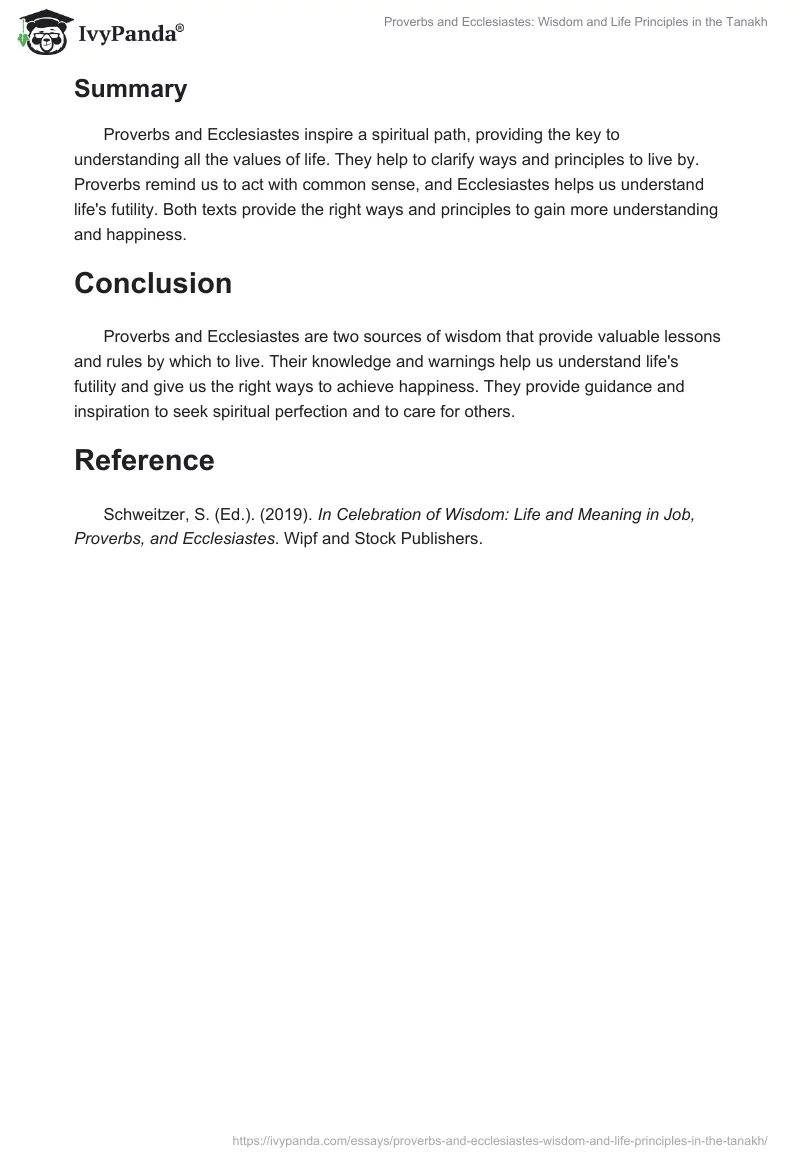 Proverbs and Ecclesiastes: Wisdom and Life Principles in the Tanakh. Page 2