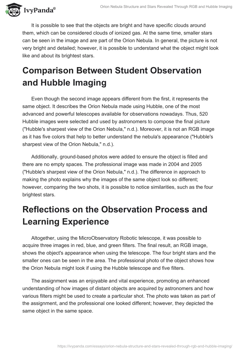 Orion Nebula Structure and Stars Revealed Through RGB and Hubble Imaging. Page 2