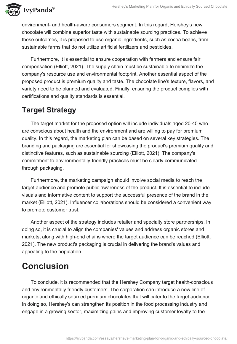 Hershey's Marketing Plan for Organic and Ethically Sourced Chocolate. Page 2