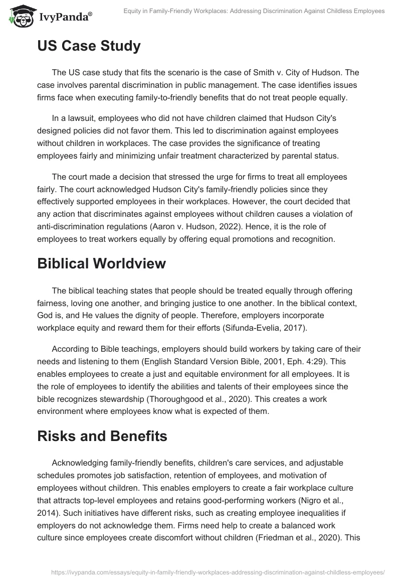 Equity in Family-Friendly Workplaces: Addressing Discrimination Against Childless Employees. Page 2