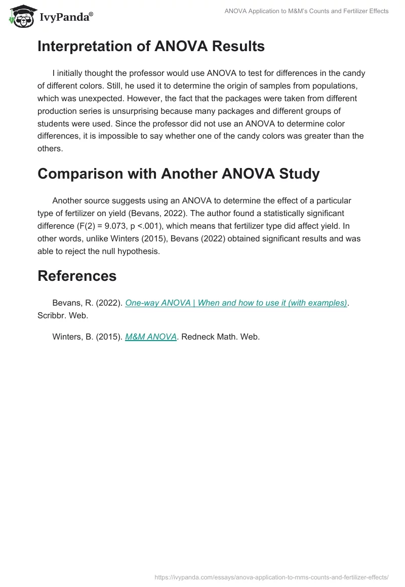 ANOVA Application to M&M’s Counts and Fertilizer Effects. Page 2