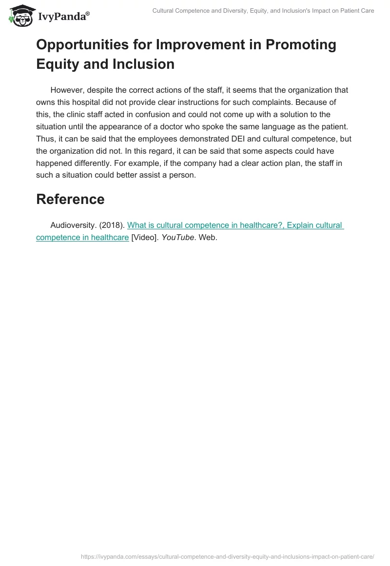 Cultural Competence and Diversity, Equity, and Inclusion's Impact on Patient Care. Page 2