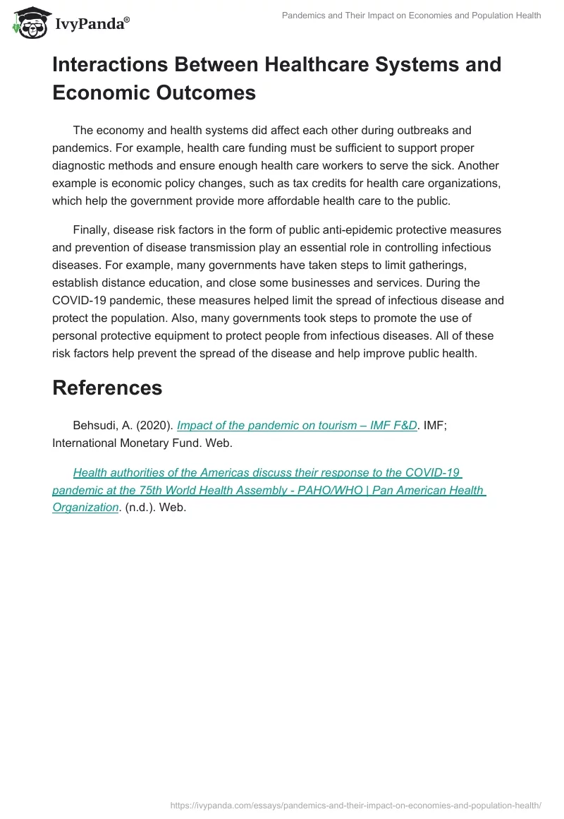 Pandemics and Their Impact on Economies and Population Health. Page 2