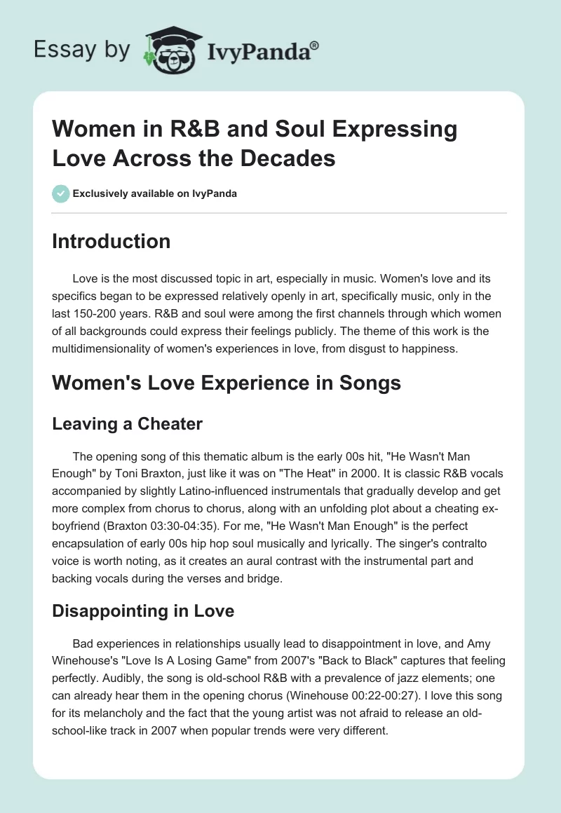Women in R&B and Soul Expressing Love Across the Decades. Page 1