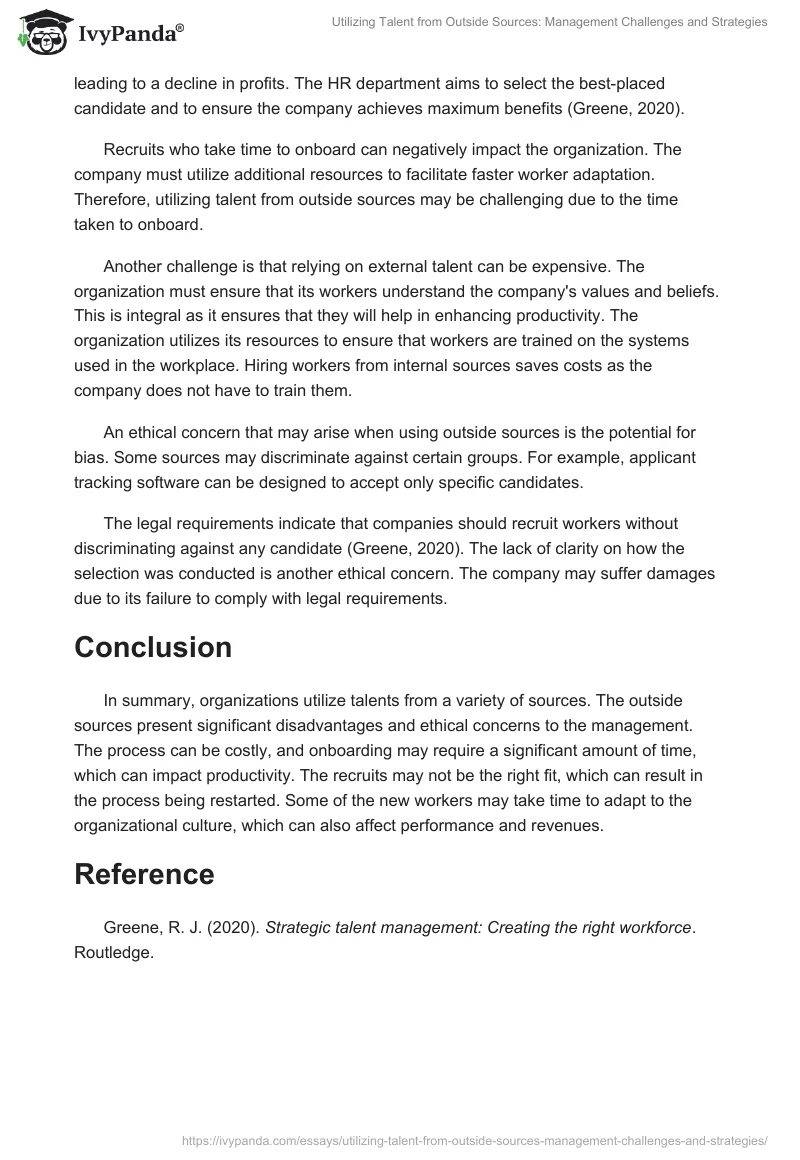 Utilizing Talent from Outside Sources: Management Challenges and Strategies. Page 2