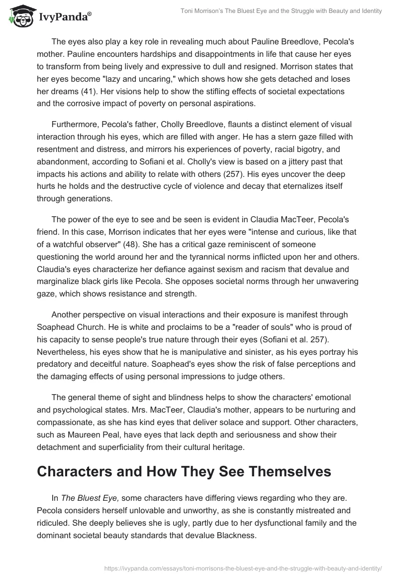 Toni Morrison’s The Bluest Eye and the Struggle with Beauty and Identity. Page 2