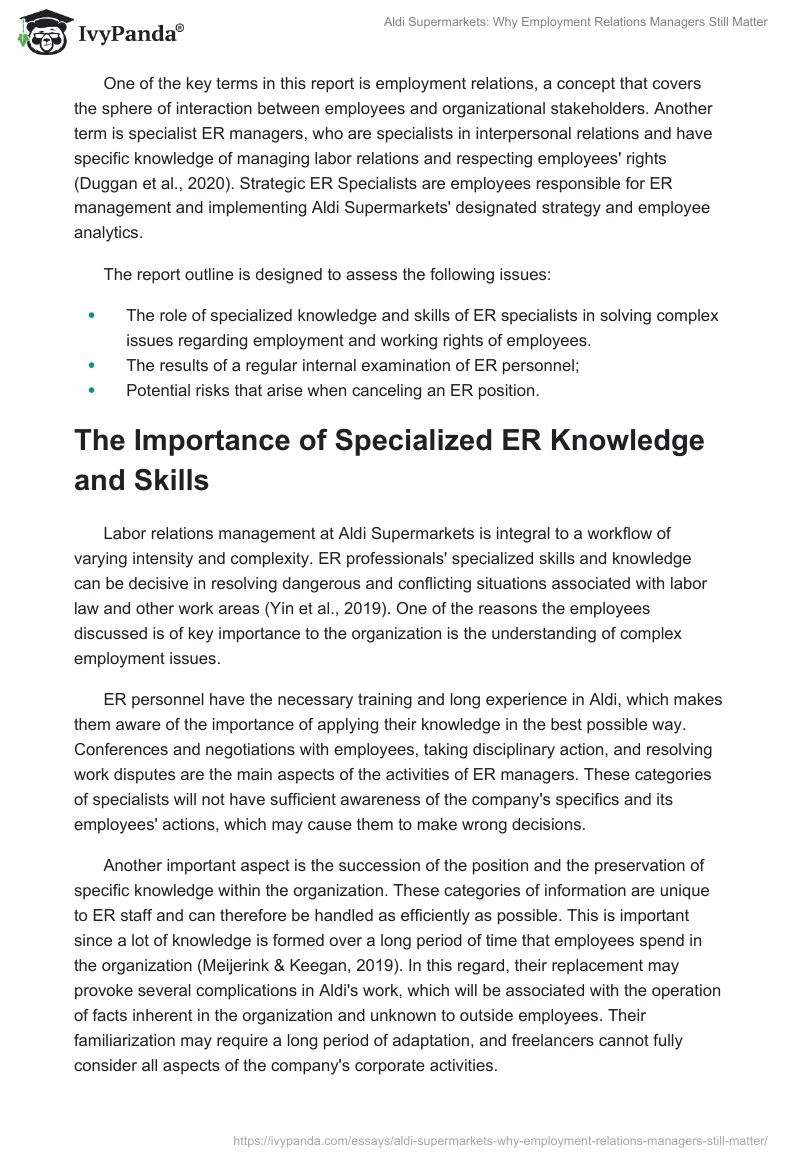 Aldi Supermarkets: Why Employment Relations Managers Still Matter. Page 2