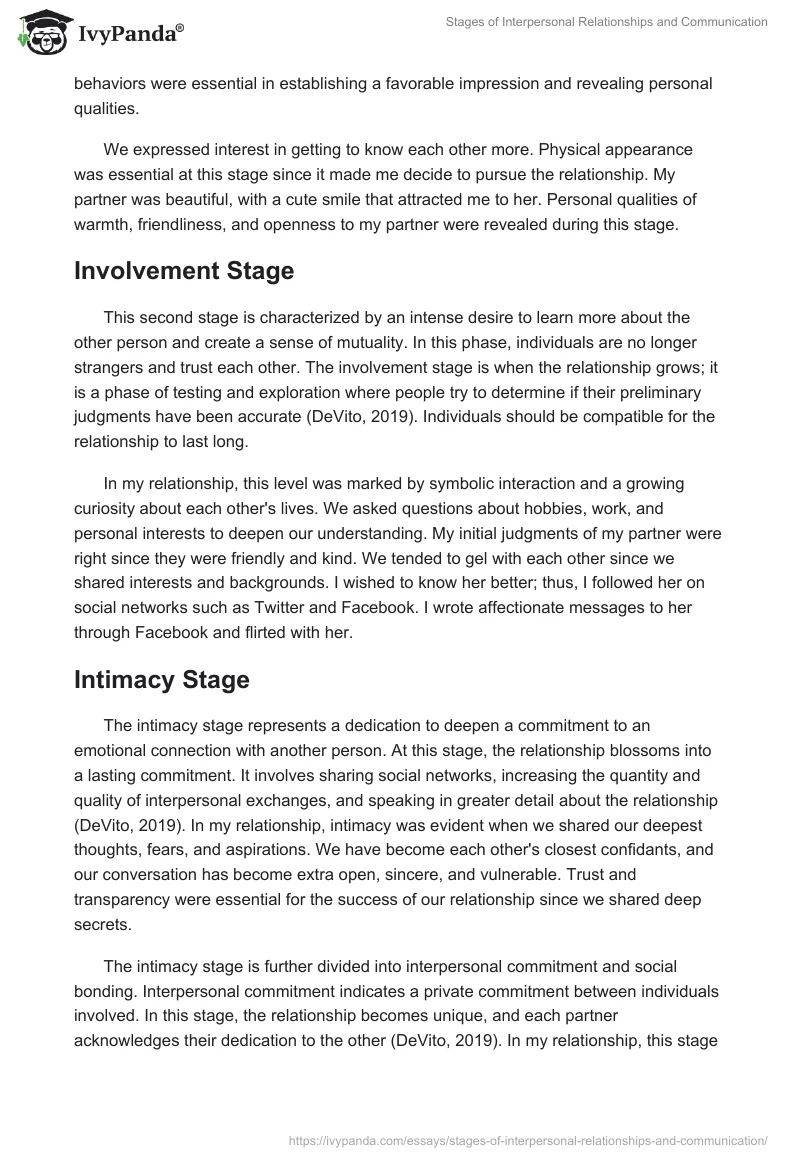 Stages of Interpersonal Relationships and Communication. Page 2