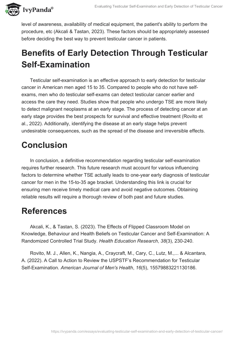 Evaluating Testicular Self-Examination and Early Detection of Testicular Cancer. Page 2