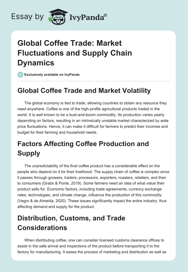 Global Coffee Trade: Market Fluctuations and Supply Chain Dynamics. Page 1