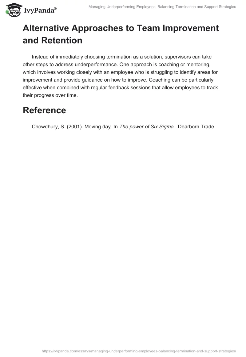 Managing Underperforming Employees: Balancing Termination and Support Strategies. Page 2
