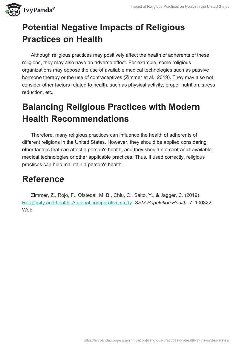 Impact of Religious Practices on Health in the United States. Page 2