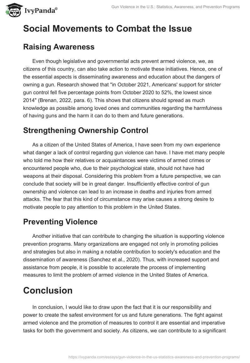Gun Violence in the U.S.: Statistics, Awareness, and Prevention Programs. Page 2