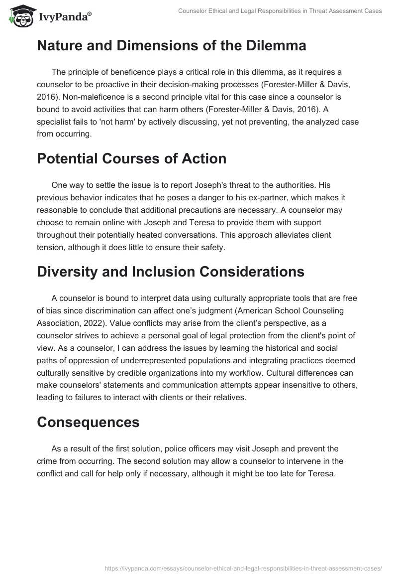 Counselor Ethical and Legal Responsibilities in Threat Assessment Cases. Page 2
