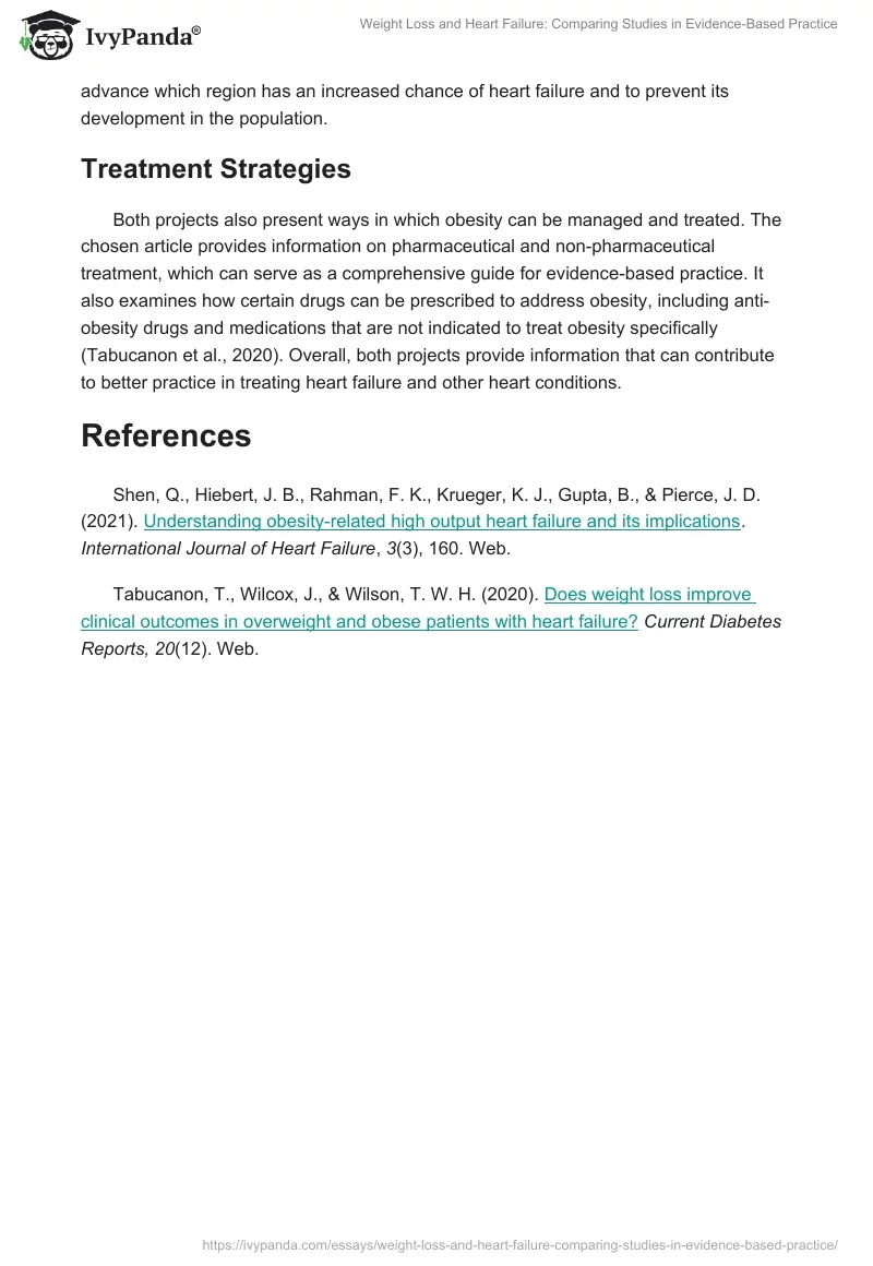 Weight Loss and Heart Failure: Comparing Studies in Evidence-Based Practice. Page 2