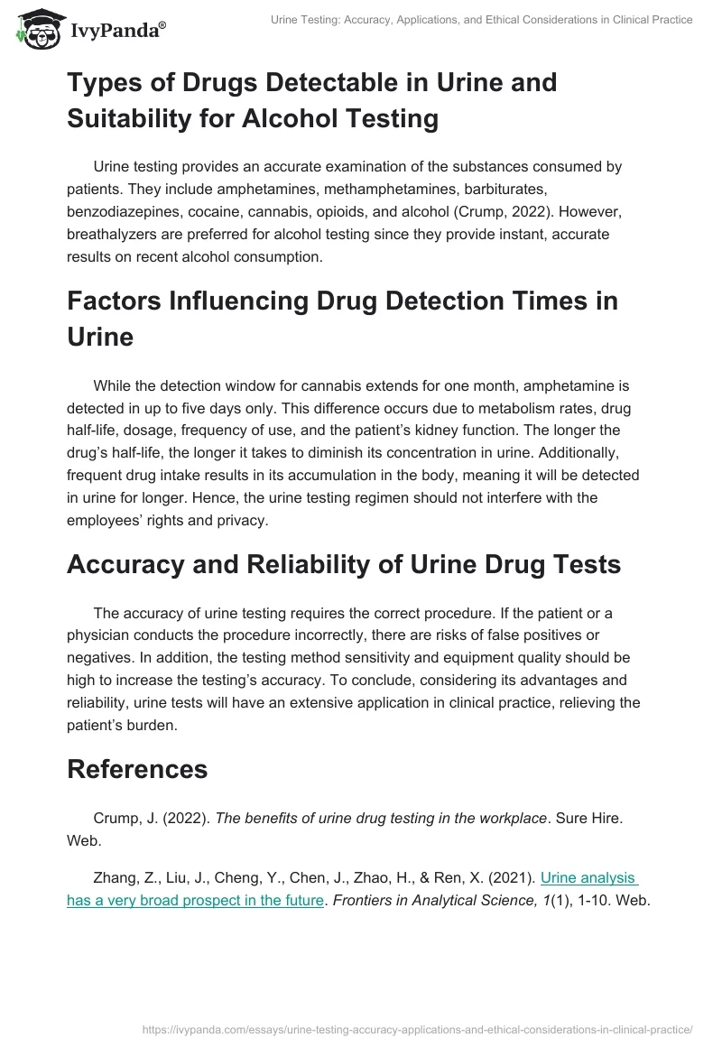 Urine Testing: Accuracy, Applications, and Ethical Considerations in Clinical Practice. Page 2