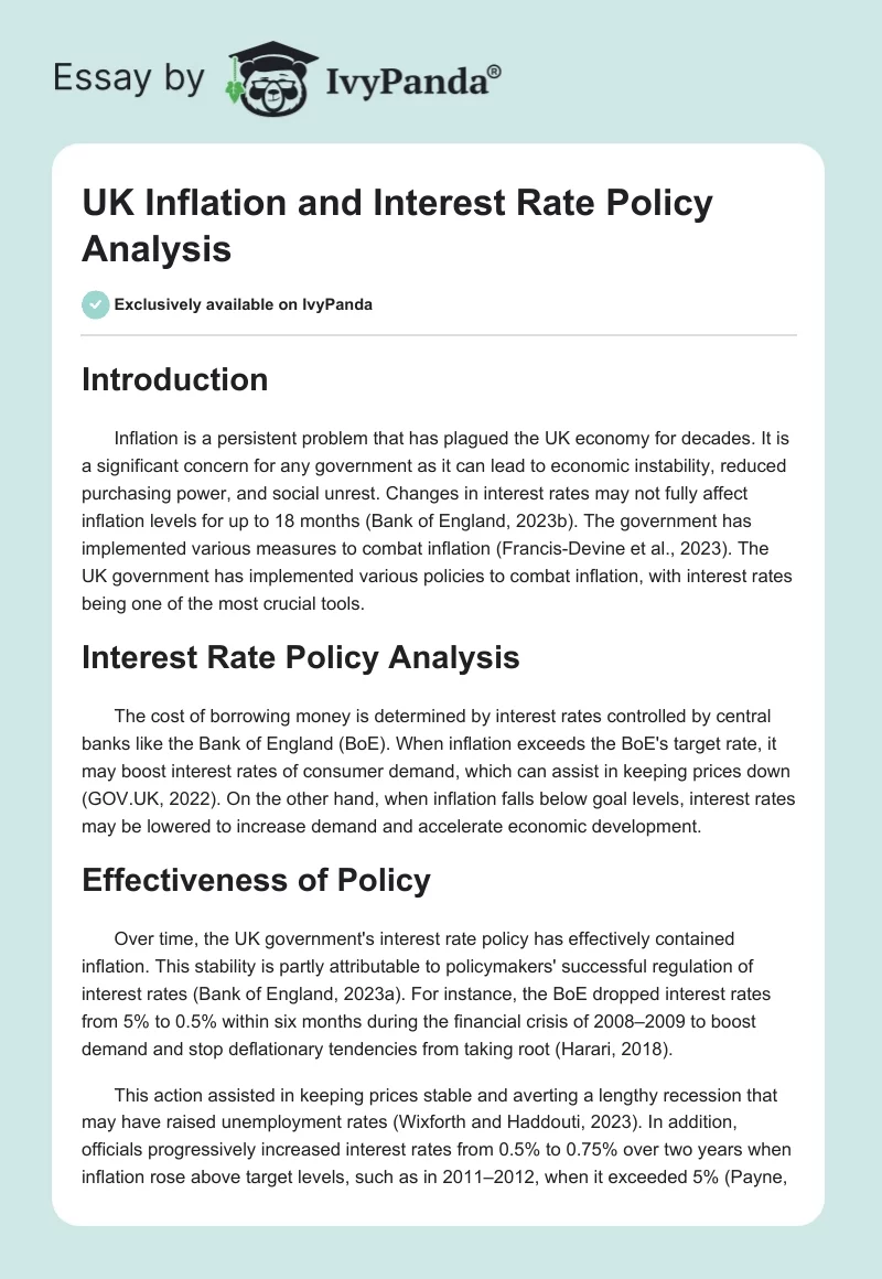 UK Inflation and Interest Rate Policy Analysis. Page 1