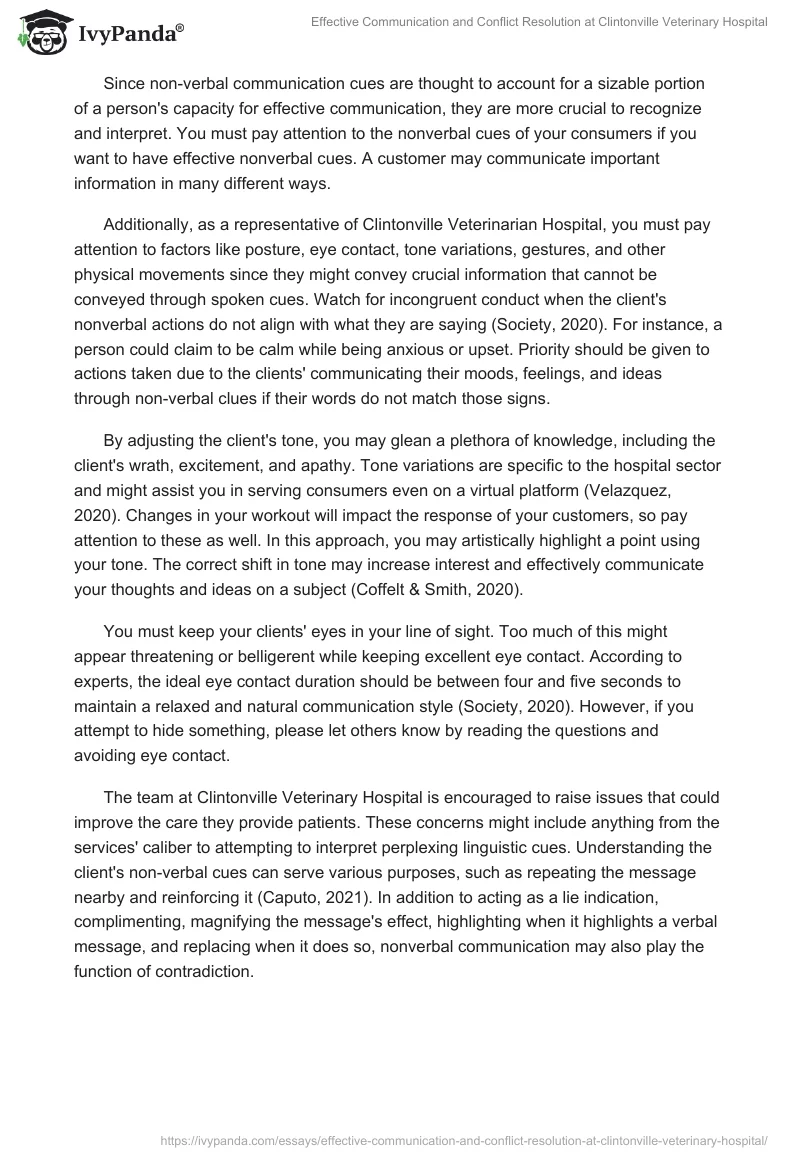 Effective Communication and Conflict Resolution at Clintonville Veterinary Hospital. Page 2