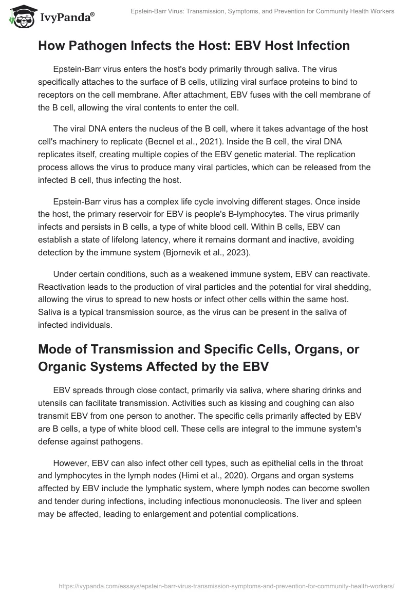 Epstein-Barr Virus: Transmission, Symptoms, and Prevention for Community Health Workers. Page 2