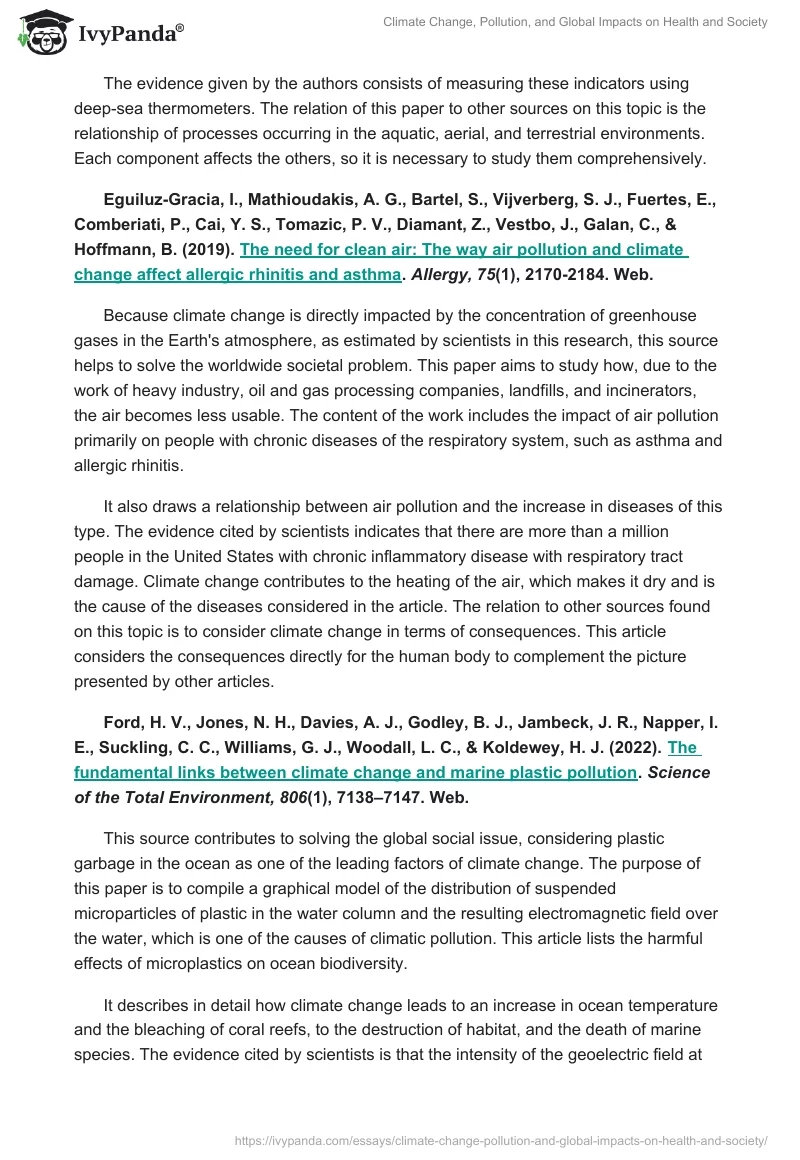 Climate Change, Pollution, and Global Impacts on Health and Society. Page 2