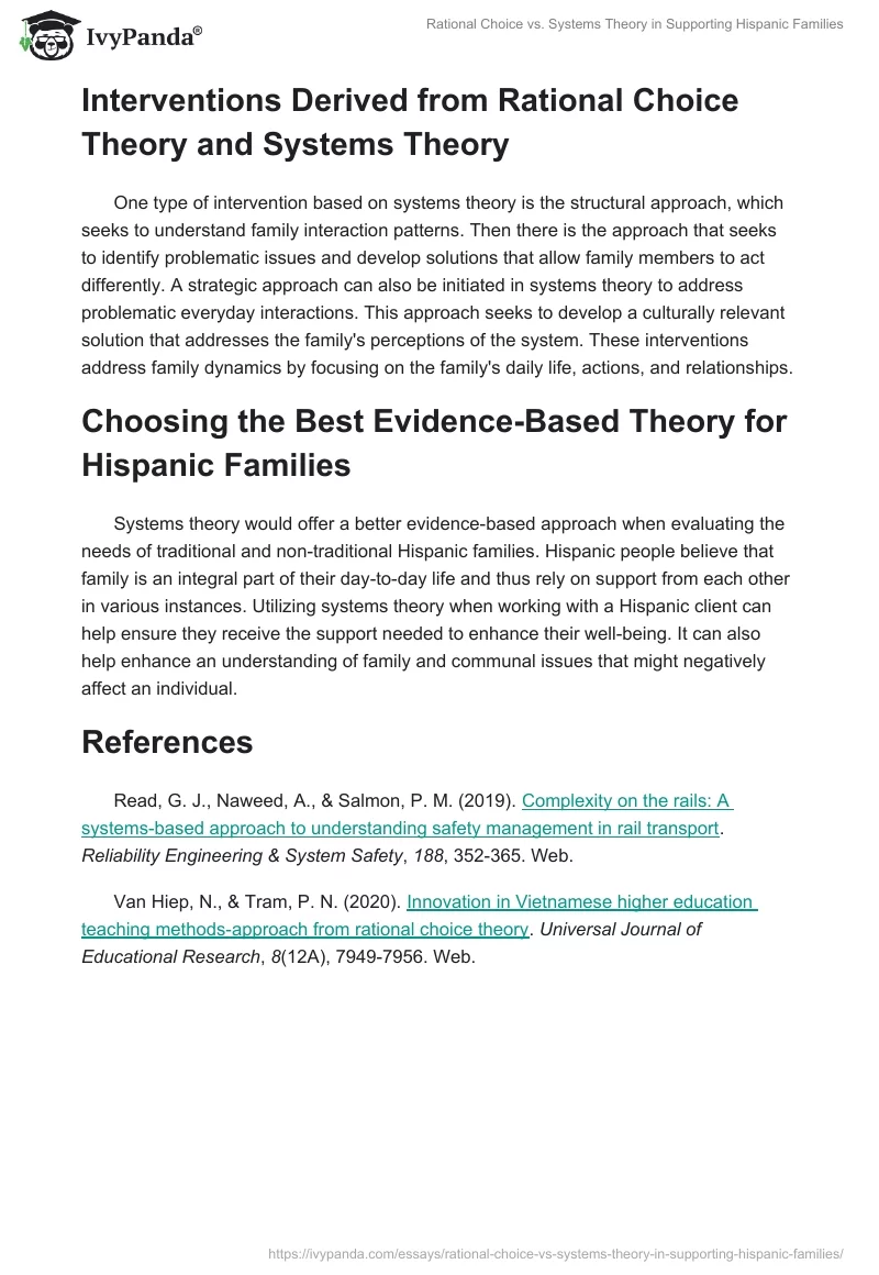 Rational Choice vs. Systems Theory in Supporting Hispanic Families. Page 2